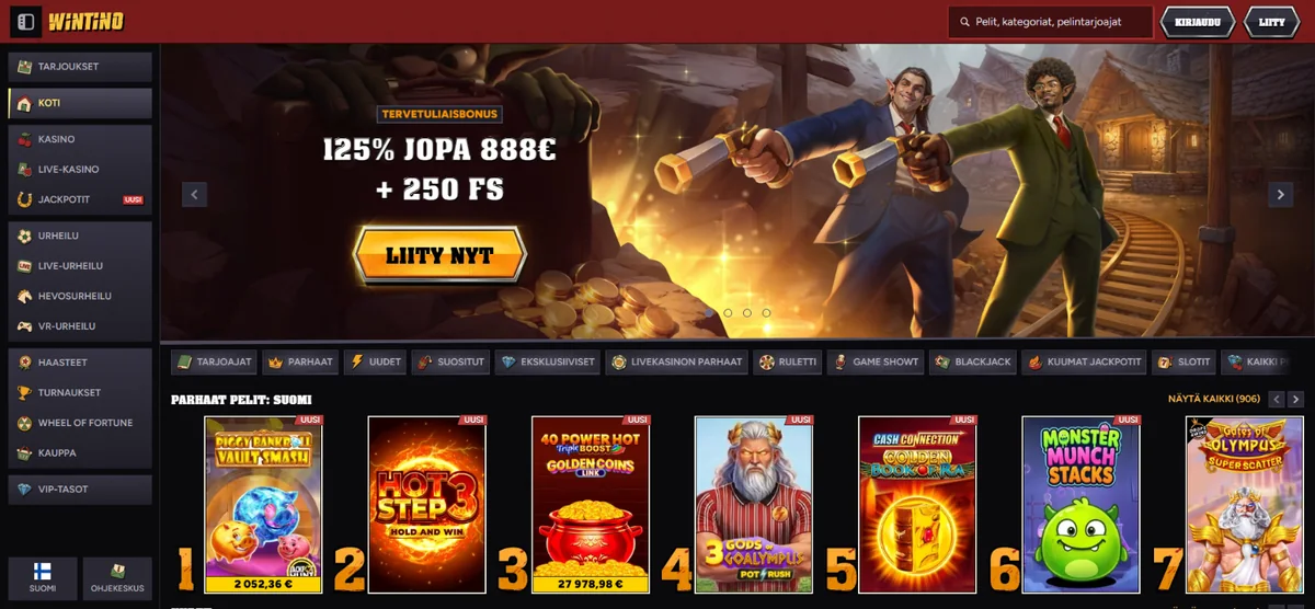 Wintino Casino – etusivu
